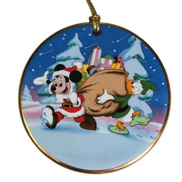 Disney Grolier ‘Tis the Season “Santa's Helpers” Ornament Mickey Donald Duck - Picture 1 of 3